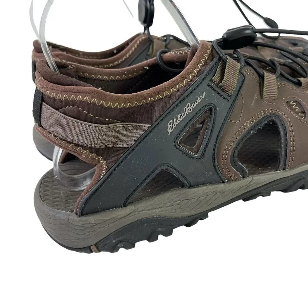 Eddie Bauer Rainer Mens Dark Brown Fisherman Water Sandals Closed Toe Shoes 11